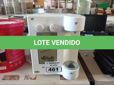 LOTE 461 - 01 PURIFICADOR DE ÁGUA NATURAL/GELADA MARCA SOFT. (NO ESTADO) ATENÇÃO! FAZER A VISITAÇÃO ANTES DE ARREMATAR, NÃO SABEMOS SE FUNCIONA. LEILÃO NÃO TEM GARANTIA E NEM DEVOLUÇÃO, SUJEITO A POSSÍVEIS AVARIAS VISÍVEIS/OCULTAS E/OU AUSÊNCIA DE COMPONENTES.