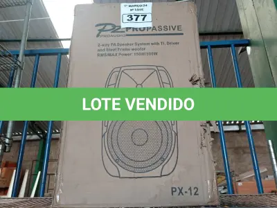 LOTE 377 - 01 CAIXA DE SOM PZ PROPASSIVE PX-12. (NO ESTADO) ATENÇÃO! FAZER A VISITAÇÃO ANTES DE ARREMATAR, NÃO SABEMOS SE FUNCIONA. LEILÃO NÃO TEM GARANTIA E NEM DEVOLUÇÃO, SUJEITO A POSSÍVEIS AVARIAS VISÍVEIS/OCULTAS E/OU AUSÊNCIA DE COMPONENTES.