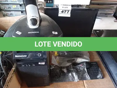 LOTE 477 - 01 CPU, 01 MONITOR, 01 TECLADO, 01 MOUSE 01 VENTILADOR E 06 CABOS DE FORÇA. (NO ESTADO) ATENÇÃO! FAZER A VISITAÇÃO ANTES DE ARREMATAR, NÃO SABEMOS SE FUNCIONA. LEILÃO NÃO TEM GARANTIA E NEM DEVOLUÇÃO, SUJEITO A POSSÍVEIS AVARIAS VISÍVEIS/OCULTAS E/OU AUSÊNCIA DE COMPONENTES.