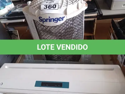LOTE 360 - 01 AR CONDICIONADO CONDENSADORA MARCA SPRINGER E 01 EVAPORADORA MARCA YONAN. (NO ESTADO) ATENÇÃO! FAZER A VISITAÇÃO ANTES DE ARREMATAR, NÃO SABEMOS SE FUNCIONA. LEILÃO NÃO TEM GARANTIA E NEM DEVOLUÇÃO, SUJEITO A POSSÍVEIS AVARIAS VISÍVEIS/OCULTAS E/OU AUSÊNCIA DE COMPONENTES.