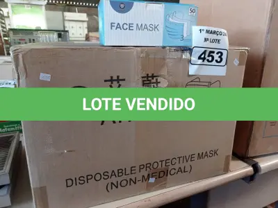 LOTE 453 - 01 LOTE COM APROXIMADAMENTE 2.000 MÁSCARAS DESCARTÁVEIS NOVAS. (NO ESTADO) ATENÇÃO! FAZER A VISITAÇÃO ANTES DE ARREMATAR, NÃO SABEMOS SE FUNCIONA. LEILÃO NÃO TEM GARANTIA E NEM DEVOLUÇÃO, SUJEITO A POSSÍVEIS AVARIAS VISÍVEIS/OCULTAS E/OU AUSÊNCIA DE COMPONENTES.