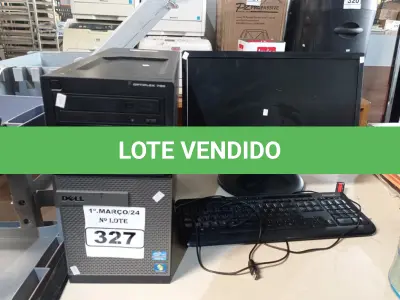 LOTE 327 - 01 CPU, 01 MONITOR E 01 TECLADO. (NO ESTADO) ATENÇÃO! FAZER A VISITAÇÃO ANTES DE ARREMATAR, NÃO SABEMOS SE FUNCIONA. LEILÃO NÃO TEM GARANTIA E NEM DEVOLUÇÃO, SUJEITO A POSSÍVEIS AVARIAS VISÍVEIS/OCULTAS E/OU AUSÊNCIA DE COMPONENTES.