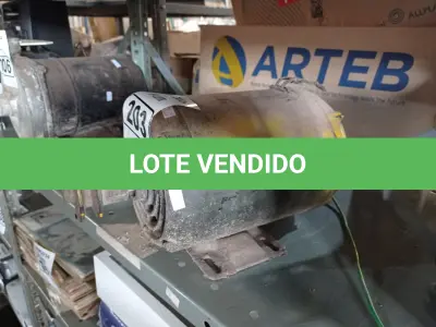 LOTE 203 - 01 MOTOR ELÉTRICO. (NO ESTADO) ATENÇÃO! FAZER A VISITAÇÃO ANTES DE ARREMATAR, NÃO SABEMOS SE FUNCIONA. LEILÃO NÃO TEM GARANTIA E NEM DEVOLUÇÃO, SUJEITO A POSSÍVEIS AVARIAS VISÍVEIS/OCULTAS E/OU AUSÊNCIA DE COMPONENTES.