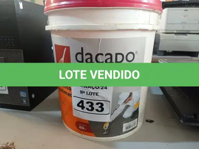 LOTE 433 - 01 BALDE DE CIMENTO QUEIMADO DACAPÓ 20KG. (NO ESTADO) ATENÇÃO! FAZER A VISITAÇÃO ANTES DE ARREMATAR, NÃO SABEMOS SE FUNCIONA. LEILÃO NÃO TEM GARANTIA E NEM DEVOLUÇÃO, SUJEITO A POSSÍVEIS AVARIAS VISÍVEIS/OCULTAS E/OU AUSÊNCIA DE COMPONENTES.