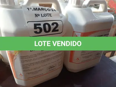 LOTE 502 - 20 LITROS DE SABONETE DE ESPUMA ANTISSÉPTICO . (NO ESTADO) ATENÇÃO! FAZER A VISITAÇÃO ANTES DE ARREMATAR, NÃO SABEMOS SE FUNCIONA. LEILÃO NÃO TEM GARANTIA E NEM DEVOLUÇÃO, SUJEITO A POSSÍVEIS AVARIAS VISÍVEIS/OCULTAS E/OU AUSÊNCIA DE COMPONENTES.