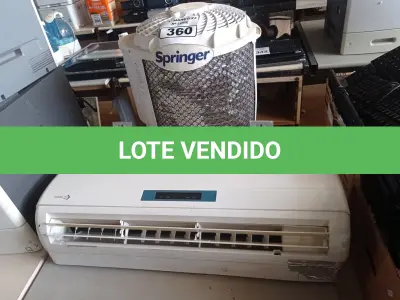 LOTE 360 - 01 AR CONDICIONADO CONDENSADORA MARCA SPRINGER E 01 EVAPORADORA MARCA YONAN. (NO ESTADO) ATENÇÃO! FAZER A VISITAÇÃO ANTES DE ARREMATAR, NÃO SABEMOS SE FUNCIONA. LEILÃO NÃO TEM GARANTIA E NEM DEVOLUÇÃO, SUJEITO A POSSÍVEIS AVARIAS VISÍVEIS/OCULTAS E/OU AUSÊNCIA DE COMPONENTES.