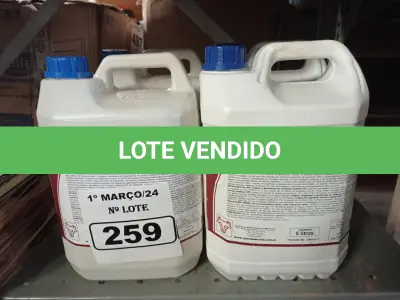 LOTE 259 - 20 LITROS DE CLOROCLEAN, LIMPADOR DESINFETANTE CLORADO PARA INDUSTRIAS ALIMENTÍCIAS E AFINS. (NO ESTADO) ATENÇÃO! FAZER A VISITAÇÃO ANTES DE ARREMATAR, NÃO SABEMOS SE FUNCIONA. LEILÃO NÃO TEM GARANTIA E NEM DEVOLUÇÃO, SUJEITO A POSSÍVEIS AVARIAS VISÍVEIS/OCULTAS E/OU AUSÊNCIA DE COMPONENTES.