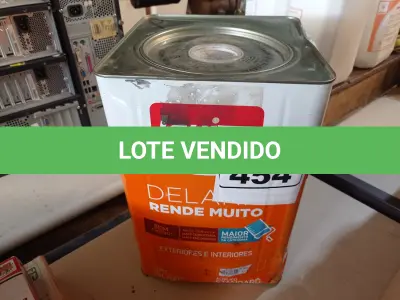 LOTE 454 - 01 LATA DE TINTA IQUINE DELANIL RENDE MUITO 16/ 18L BASE PARA EXTERIOR E INTERIOR. (NO ESTADO) ATENÇÃO! FAZER A VISITAÇÃO ANTES DE ARREMATAR, NÃO SABEMOS SE FUNCIONA. LEILÃO NÃO TEM GARANTIA E NEM DEVOLUÇÃO, SUJEITO A POSSÍVEIS AVARIAS VISÍVEIS/OCULTAS E/OU AUSÊNCIA DE COMPONENTES.