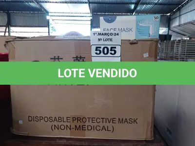 LOTE 505 - 01 LOTE COM APROXIMADAMENTE 2.000 MÁSCARAS DESCARTÁVEIS NOVAS. (NO ESTADO) ATENÇÃO! FAZER A VISITAÇÃO ANTES DE ARREMATAR, NÃO SABEMOS SE FUNCIONA. LEILÃO NÃO TEM GARANTIA E NEM DEVOLUÇÃO, SUJEITO A POSSÍVEIS AVARIAS VISÍVEIS/OCULTAS E/OU AUSÊNCIA DE COMPONENTES.