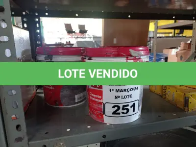 LOTE 251 - 03 BALDES DE CIMENTO QUEIMADO DACAPÓ 5KG. (NO ESTADO) ATENÇÃO! FAZER A VISITAÇÃO ANTES DE ARREMATAR, NÃO SABEMOS SE FUNCIONA. LEILÃO NÃO TEM GARANTIA E NEM DEVOLUÇÃO, SUJEITO A POSSÍVEIS AVARIAS VISÍVEIS/OCULTAS E/OU AUSÊNCIA DE COMPONENTES.
