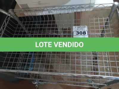 LOTE 308 - 01 CARRINHO PARA TRANSPORTE DE ALIMENTOS. (NO ESTADO) ATENÇÃO! FAZER A VISITAÇÃO ANTES DE ARREMATAR, NÃO SABEMOS SE FUNCIONA. LEILÃO NÃO TEM GARANTIA E NEM DEVOLUÇÃO, SUJEITO A POSSÍVEIS AVARIAS VISÍVEIS/OCULTAS E/OU AUSÊNCIA DE COMPONENTES.