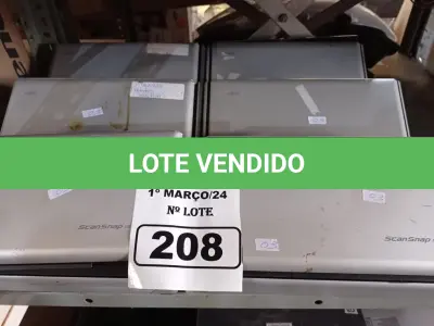 LOTE 208 - 06 SCANNER MARCAS FUJITSU. (NO ESTADO) ATENÇÃO! FAZER A VISITAÇÃO ANTES DE ARREMATAR, NÃO SABEMOS SE FUNCIONA. LEILÃO NÃO TEM GARANTIA E NEM DEVOLUÇÃO, SUJEITO A POSSÍVEIS AVARIAS VISÍVEIS/OCULTAS E/OU AUSÊNCIA DE COMPONENTES.