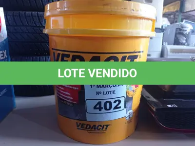 LOTE 402 - 01 BALDE DE VEDACIT, ADITIVO IMPERMEABILIZANTE PARA CONCRETOS E ARGAMASSAS. (NO ESTADO) ATENÇÃO! FAZER A VISITAÇÃO ANTES DE ARREMATAR, NÃO SABEMOS SE FUNCIONA. LEILÃO NÃO TEM GARANTIA E NEM DEVOLUÇÃO, SUJEITO A POSSÍVEIS AVARIAS VISÍVEIS/OCULTAS E/OU AUSÊNCIA DE COMPONENTES.