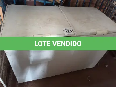 LOTE 275 - 01 FREEZER HORIZONTAL 02 TAMPAS 220V. (NO ESTADO) ATENÇÃO! FAZER A VISITAÇÃO ANTES DE ARREMATAR, NÃO SABEMOS SE FUNCIONA. LEILÃO NÃO TEM GARANTIA E NEM DEVOLUÇÃO, SUJEITO A POSSÍVEIS AVARIAS VISÍVEIS/OCULTAS E/OU AUSÊNCIA DE COMPONENTES.