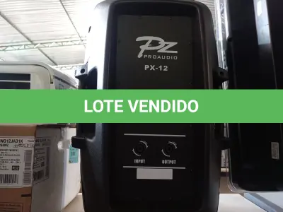 LOTE 457 - 01 CAIXA DE SOM PZ PROPASSIVE PX-12. (NO ESTADO) ATENÇÃO! FAZER A VISITAÇÃO ANTES DE ARREMATAR, NÃO SABEMOS SE FUNCIONA. LEILÃO NÃO TEM GARANTIA E NEM DEVOLUÇÃO, SUJEITO A POSSÍVEIS AVARIAS VISÍVEIS/OCULTAS E/OU AUSÊNCIA DE COMPONENTES.