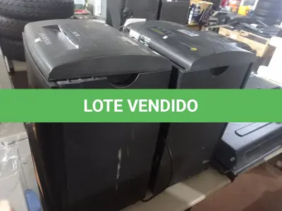 LOTE 349 - 02 FRAGMENTADORAS DE PAPEL. (NO ESTADO) ATENÇÃO! FAZER A VISITAÇÃO ANTES DE ARREMATAR, NÃO SABEMOS SE FUNCIONA. LEILÃO NÃO TEM GARANTIA E NEM DEVOLUÇÃO, SUJEITO A POSSÍVEIS AVARIAS VISÍVEIS/OCULTAS E/OU AUSÊNCIA DE COMPONENTES.