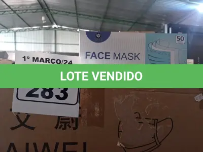 LOTE 283 - 01 CAIXA COM APROXIMADAMENTE 2.000 MASCARAS DESCARTÁVEIS. (NO ESTADO) ATENÇÃO! FAZER A VISITAÇÃO ANTES DE ARREMATAR, NÃO SABEMOS SE FUNCIONA. LEILÃO NÃO TEM GARANTIA E NEM DEVOLUÇÃO, SUJEITO A POSSÍVEIS AVARIAS VISÍVEIS/OCULTAS E/OU AUSÊNCIA DE COMPONENTES.