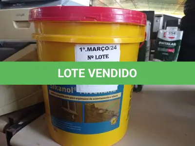 LOTE 412 - 01 BALDE DE SIKANOL ALVENARIA, ADITIVO PLASTIFICANTE PARA ARGAMASSA DE ASSENTAMENTO E REBOCO 18L. (NO ESTADO) ATENÇÃO! FAZER A VISITAÇÃO ANTES DE ARREMATAR, NÃO SABEMOS SE FUNCIONA. LEILÃO NÃO TEM GARANTIA E NEM DEVOLUÇÃO, SUJEITO A POSSÍVEIS AVARIAS VISÍVEIS/OCULTAS E/OU AUSÊNCIA DE COMPONENTES.