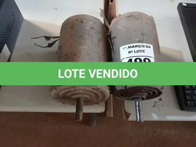 LOTE 499 - 02 MOTORES ELETRICOS. (NO ESTADO) ATENÇÃO! FAZER A VISITAÇÃO ANTES DE ARREMATAR, NÃO SABEMOS SE FUNCIONA. LEILÃO NÃO TEM GARANTIA E NEM DEVOLUÇÃO, SUJEITO A POSSÍVEIS AVARIAS VISÍVEIS/OCULTAS E/OU AUSÊNCIA DE COMPONENTES.