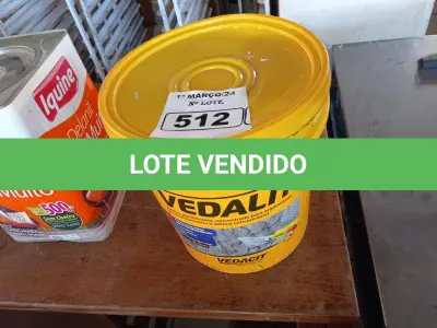 LOTE 512 - 01 BALDE DE VEDACIT, ADITIVO IMPERMEABILIZANTE PARA CONCRETOS E ARGAMASSAS. (NO ESTADO) ATENÇÃO! FAZER A VISITAÇÃO ANTES DE ARREMATAR, NÃO SABEMOS SE FUNCIONA. LEILÃO NÃO TEM GARANTIA E NEM DEVOLUÇÃO, SUJEITO A POSSÍVEIS AVARIAS VISÍVEIS/OCULTAS E/OU AUSÊNCIA DE COMPONENTES.