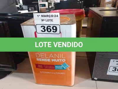 LOTE 369 - 01 LATA DE TINTA IQUINE INTERIORES/EXTERIORES DELANIL RENDE MUITO FOSCO BASE. (NO ESTADO) ATENÇÃO! FAZER A VISITAÇÃO ANTES DE ARREMATAR, NÃO SABEMOS SE FUNCIONA. LEILÃO NÃO TEM GARANTIA E NEM DEVOLUÇÃO, SUJEITO A POSSÍVEIS AVARIAS VISÍVEIS/OCULTAS E/OU AUSÊNCIA DE COMPONENTES.