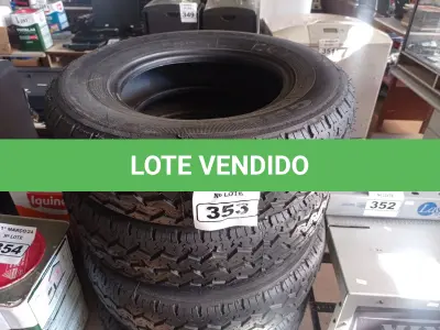 LOTE 353 - 04 PNEUS REMOLD 185/14. (NO ESTADO) ATENÇÃO! FAZER A VISITAÇÃO ANTES DE ARREMATAR, NÃO SABEMOS SE FUNCIONA. LEILÃO NÃO TEM GARANTIA E NEM DEVOLUÇÃO, SUJEITO A POSSÍVEIS AVARIAS VISÍVEIS/OCULTAS E/OU AUSÊNCIA DE COMPONENTES.