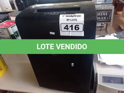 LOTE 416 - 02 FRAGMENTADORAS DE PAPEL. (NO ESTADO) ATENÇÃO! FAZER A VISITAÇÃO ANTES DE ARREMATAR, NÃO SABEMOS SE FUNCIONA. LEILÃO NÃO TEM GARANTIA E NEM DEVOLUÇÃO, SUJEITO A POSSÍVEIS AVARIAS VISÍVEIS/OCULTAS E/OU AUSÊNCIA DE COMPONENTES.