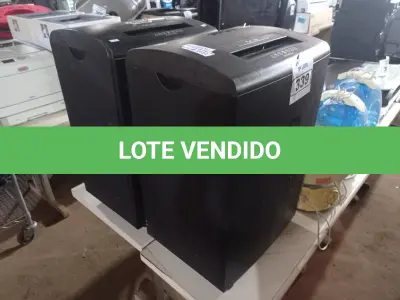 LOTE 339 - 02 FRAGMENTADORAS DE PAPEL. (NO ESTADO) ATENÇÃO! FAZER A VISITAÇÃO ANTES DE ARREMATAR, NÃO SABEMOS SE FUNCIONA. LEILÃO NÃO TEM GARANTIA E NEM DEVOLUÇÃO, SUJEITO A POSSÍVEIS AVARIAS VISÍVEIS/OCULTAS E/OU AUSÊNCIA DE COMPONENTES.