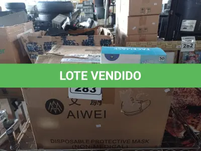 LOTE 283 - 01 CAIXA COM APROXIMADAMENTE 2.000 MASCARAS DESCARTÁVEIS. (NO ESTADO) ATENÇÃO! FAZER A VISITAÇÃO ANTES DE ARREMATAR, NÃO SABEMOS SE FUNCIONA. LEILÃO NÃO TEM GARANTIA E NEM DEVOLUÇÃO, SUJEITO A POSSÍVEIS AVARIAS VISÍVEIS/OCULTAS E/OU AUSÊNCIA DE COMPONENTES.