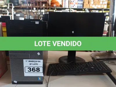 LOTE 368 - 01 CPU, 01 MONITOR E 01 TECLADO. (NO ESTADO) ATENÇÃO! FAZER A VISITAÇÃO ANTES DE ARREMATAR, NÃO SABEMOS SE FUNCIONA. LEILÃO NÃO TEM GARANTIA E NEM DEVOLUÇÃO, SUJEITO A POSSÍVEIS AVARIAS VISÍVEIS/OCULTAS E/OU AUSÊNCIA DE COMPONENTES.