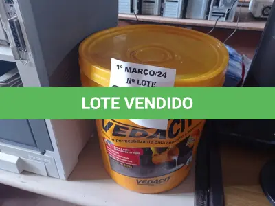 LOTE 410 - 01 BALDE DE VEDACIT, ADITIVO IMPERMEABILIZANTE PARA CONCRETOS E ARGAMASSAS. (NO ESTADO) ATENÇÃO! FAZER A VISITAÇÃO ANTES DE ARREMATAR, NÃO SABEMOS SE FUNCIONA. LEILÃO NÃO TEM GARANTIA E NEM DEVOLUÇÃO, SUJEITO A POSSÍVEIS AVARIAS VISÍVEIS/OCULTAS E/OU AUSÊNCIA DE COMPONENTES.