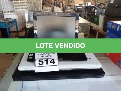 LOTE 514 - 03 NOTEBOOK’S PARA RETIRADA DE PEÇAS. (NO ESTADO) ATENÇÃO! FAZER A VISITAÇÃO ANTES DE ARREMATAR, NÃO SABEMOS SE FUNCIONA. LEILÃO NÃO TEM GARANTIA E NEM DEVOLUÇÃO, SUJEITO A POSSÍVEIS AVARIAS VISÍVEIS/OCULTAS E/OU AUSÊNCIA DE COMPONENTES.
