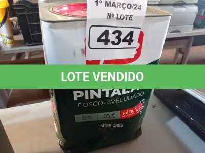 LOTE 434 - 01 LATA DE TINTA IQUINE PINTALAR FOSCO AVELUDADO 18L COR PÊSSEGO. (NO ESTADO) ATENÇÃO! FAZER A VISITAÇÃO ANTES DE ARREMATAR, NÃO SABEMOS SE FUNCIONA. LEILÃO NÃO TEM GARANTIA E NEM DEVOLUÇÃO, SUJEITO A POSSÍVEIS AVARIAS VISÍVEIS/OCULTAS E/OU AUSÊNCIA DE COMPONENTES.