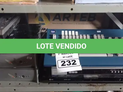 LOTE 232 - 02 APARELHOS DE DVD, 01 VIDEOCASSETE E 01 TECLADO, 02 CPU’S, 01 BASE DE MICROFONE E 03 GRAVADORES DE FITA CASSETE. (NO ESTADO) ATENÇÃO! FAZER A VISITAÇÃO ANTES DE ARREMATAR, NÃO SABEMOS SE FUNCIONA. LEILÃO NÃO TEM GARANTIA E NEM DEVOLUÇÃO, SUJEITO A POSSÍVEIS AVARIAS VISÍVEIS/OCULTAS E/OU AUSÊNCIA DE COMPONENTES.
