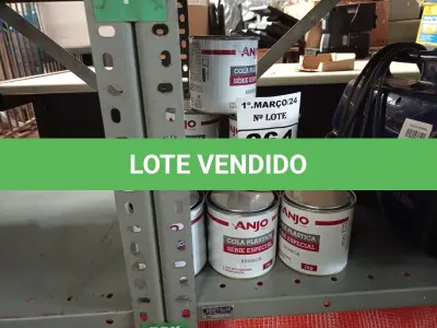 LOTE 264 - 12 LATAS DE COLA PLÁSTICA ANJO. (NO ESTADO) ATENÇÃO! FAZER A VISITAÇÃO ANTES DE ARREMATAR, NÃO SABEMOS SE FUNCIONA. LEILÃO NÃO TEM GARANTIA E NEM DEVOLUÇÃO, SUJEITO A POSSÍVEIS AVARIAS VISÍVEIS/OCULTAS E/OU AUSÊNCIA DE COMPONENTES.