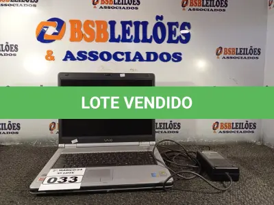 LOTE 033 - 01 NOTEBOOK MARCA SONY. (NO ESTADO) ATENÇÃO! FAZER A VISITAÇÃO ANTES DE ARREMATAR, NÃO SABEMOS SE FUNCIONA. LEILÃO NÃO TEM GARANTIA E NEM DEVOLUÇÃO, SUJEITO A POSSÍVEIS AVARIAS VISÍVEIS/OCULTAS E/OU AUSÊNCIA DE COMPONENTES.