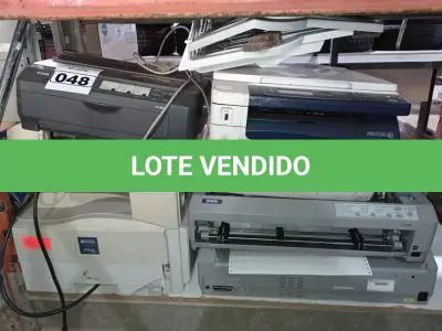 LOTE 048 - 01 LOTE COM VÁRIAS IMPRESSORAS MARCAS E MODELOS DIVERSOS. (NO ESTADO) ATENÇÃO! FAZER A VISITAÇÃO ANTES DE ARREMATAR, NÃO SABEMOS SE FUNCIONA. LEILÃO NÃO TEM GARANTIA E NEM DEVOLUÇÃO, SUJEITO A POSSÍVEIS AVARIAS VISÍVEIS/OCULTAS E/OU AUSÊNCIA DE COMPONENTES.