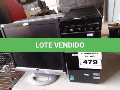 LOTE 479 - 02 MONITORES SENDO 01 DE TUBO E 01 CPU. (NO ESTADO) ATENÇÃO! FAZER A VISITAÇÃO ANTES DE ARREMATAR, NÃO SABEMOS SE FUNCIONA. LEILÃO NÃO TEM GARANTIA E NEM DEVOLUÇÃO, SUJEITO A POSSÍVEIS AVARIAS VISÍVEIS/OCULTAS E/OU AUSÊNCIA DE COMPONENTES.