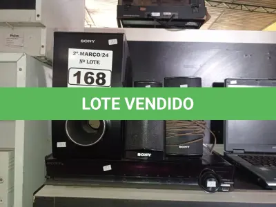 LOTE 168 - 01 DVD HOME THEATER MARCA SONY. (NO ESTADO) ATENÇÃO! FAZER A VISITAÇÃO ANTES DE ARREMATAR, NÃO SABEMOS SE FUNCIONA. LEILÃO NÃO TEM GARANTIA E NEM DEVOLUÇÃO, SUJEITO A POSSÍVEIS AVARIAS VISÍVEIS/OCULTAS E/OU AUSÊNCIA DE COMPONENTES.