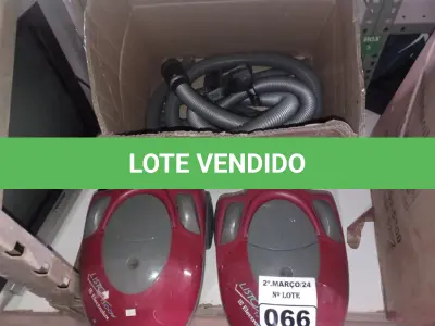 LOTE 066 - 02 ASPIRADORES DE PÓ MARCAS E MODELOS DIVERSOS. (NO ESTADO) ATENÇÃO! FAZER A VISITAÇÃO ANTES DE ARREMATAR, NÃO SABEMOS SE FUNCIONA. LEILÃO NÃO TEM GARANTIA E NEM DEVOLUÇÃO, SUJEITO A POSSÍVEIS AVARIAS VISÍVEIS/OCULTAS E/OU AUSÊNCIA DE COMPONENTES.