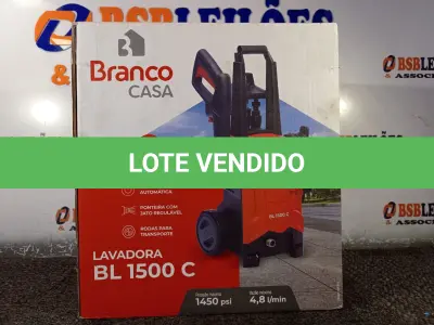 LOTE 155 - 01 LAVADORA DE ALTA PRESSÃO ELETRICA, PRESSÃO MÁXIMA 1450PSI E VAZÃO MÁXIMA DE 4,8I/MIN, MODELO BL 1500C MARCA BRANCO CASA. (NOVO) (NO ESTADO) ATENÇÃO! FAZER A VISITAÇÃO ANTES DE ARREMATAR, NÃO SABEMOS SE FUNCIONA. LEILÃO NÃO TEM GARANTIA E NEM DEVOLUÇÃO, SUJEITO A POSSÍVEIS AVARIAS VISÍVEIS/OCULTAS E/OU AUSÊNCIA DE COMPONENTES.