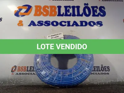 LOTE 060 - 01 ROLO DE CABO FLEXÍVEL 100M 1X10MM NA COR AZUL(NOVO). (NO ESTADO) ATENÇÃO! FAZER A VISITAÇÃO ANTES DE ARREMATAR, NÃO SABEMOS SE FUNCIONA. LEILÃO NÃO TEM GARANTIA E NEM DEVOLUÇÃO, SUJEITO A POSSÍVEIS AVARIAS VISÍVEIS/OCULTAS E/OU AUSÊNCIA DE COMPONENTES.