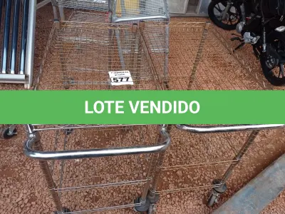 LOTE 577 - 02 CARRINHOS PARA TRANSPORTE DE ALIMENTOS. (NO ESTADO) ATENÇÃO! FAZER A VISITAÇÃO ANTES DE ARREMATAR, NÃO SABEMOS SE FUNCIONA. LEILÃO NÃO TEM GARANTIA E NEM DEVOLUÇÃO, SUJEITO A POSSÍVEIS AVARIAS VISÍVEIS/OCULTAS E/OU AUSÊNCIA DE COMPONENTES.