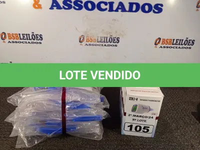 LOTE 105 - 10 MÁSCARAS DE PROTEÇÃO E 05 TERMÔMETROS DIGITAIS. (NO ESTADO) ATENÇÃO! FAZER A VISITAÇÃO ANTES DE ARREMATAR, NÃO SABEMOS SE FUNCIONA. LEILÃO NÃO TEM GARANTIA E NEM DEVOLUÇÃO, SUJEITO A POSSÍVEIS AVARIAS VISÍVEIS/OCULTAS E/OU AUSÊNCIA DE COMPONENTES.