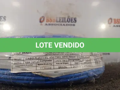 LOTE 060 - 01 ROLO DE CABO FLEXÍVEL 100M 1X10MM NA COR AZUL(NOVO). (NO ESTADO) ATENÇÃO! FAZER A VISITAÇÃO ANTES DE ARREMATAR, NÃO SABEMOS SE FUNCIONA. LEILÃO NÃO TEM GARANTIA E NEM DEVOLUÇÃO, SUJEITO A POSSÍVEIS AVARIAS VISÍVEIS/OCULTAS E/OU AUSÊNCIA DE COMPONENTES.