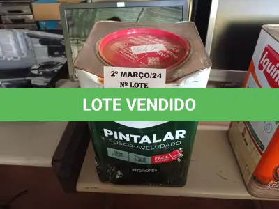 LOTE 155 - 01 LATA DE TINTA IQUINE PINTALAR FOSCO AVELUDADO 18L NA COR BRANCO NEVE. (NO ESTADO) ATENÇÃO! FAZER A VISITAÇÃO ANTES DE ARREMATAR, NÃO SABEMOS SE FUNCIONA. LEILÃO NÃO TEM GARANTIA E NEM DEVOLUÇÃO, SUJEITO A POSSÍVEIS AVARIAS VISÍVEIS/OCULTAS E/OU AUSÊNCIA DE COMPONENTES.