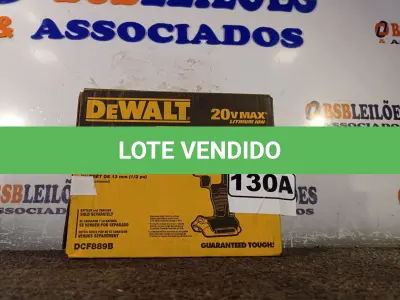 LOTE 130 - 01 CHAVE DE IMPACTO ½ 20V MAX LI-ION  540NM MODELO: DCF889B MARCA DEWALT.  (NOVO) (NO ESTADO) ATENÇÃO! FAZER A VISITAÇÃO ANTES DE ARREMATAR, NÃO SABEMOS SE FUNCIONA. LEILÃO NÃO TEM GARANTIA E NEM DEVOLUÇÃO, SUJEITO A POSSÍVEIS AVARIAS VISÍVEIS/OCULTAS E/OU AUSÊNCIA DE COMPONENTES.