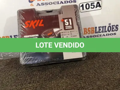 LOTE 105 - 01 PARAFUSADEIRA 220V SKIL +51 ACESSÓRIOS 4,8V. (NOVO) (NO ESTADO) ATENÇÃO! FAZER A VISITAÇÃO ANTES DE ARREMATAR, NÃO SABEMOS SE FUNCIONA. LEILÃO NÃO TEM GARANTIA E NEM DEVOLUÇÃO, SUJEITO A POSSÍVEIS AVARIAS VISÍVEIS/OCULTAS E/OU AUSÊNCIA DE COMPONENTES.