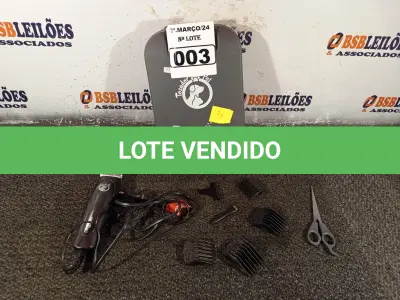 LOTE 003 - 01 MÁQUINA DE CORTAR CABELO MARCA BRITANIA. (NO ESTADO) ATENÇÃO! FAZER A VISITAÇÃO ANTES DE ARREMATAR, NÃO SABEMOS SE FUNCIONA. LEILÃO NÃO TEM GARANTIA E NEM DEVOLUÇÃO, SUJEITO A POSSÍVEIS AVARIAS VISÍVEIS/OCULTAS E/OU AUSÊNCIA DE COMPONENTES.