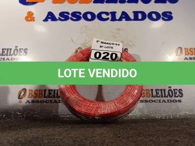 LOTE 020 - 01 ROLO DE CABO FLEXÍVEL 100M 1X4MM NA COR VERMELHA(NOVO). (NO ESTADO) ATENÇÃO! FAZER A VISITAÇÃO ANTES DE ARREMATAR, NÃO SABEMOS SE FUNCIONA. LEILÃO NÃO TEM GARANTIA E NEM DEVOLUÇÃO, SUJEITO A POSSÍVEIS AVARIAS VISÍVEIS/OCULTAS E/OU AUSÊNCIA DE COMPONENTES.